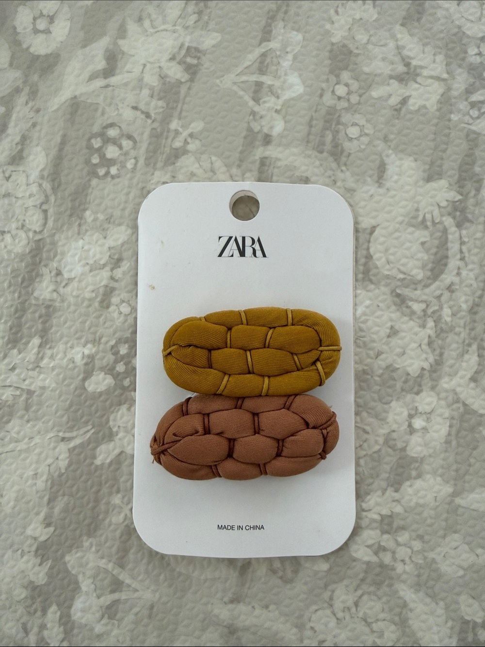 ZARA Braided Oval Hair Clips - Mustard Yellow & Terracotta Brown